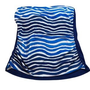 American Beach Blue Wave Stripe Tankini Swimwear Top Size 14 White NWT Women’s